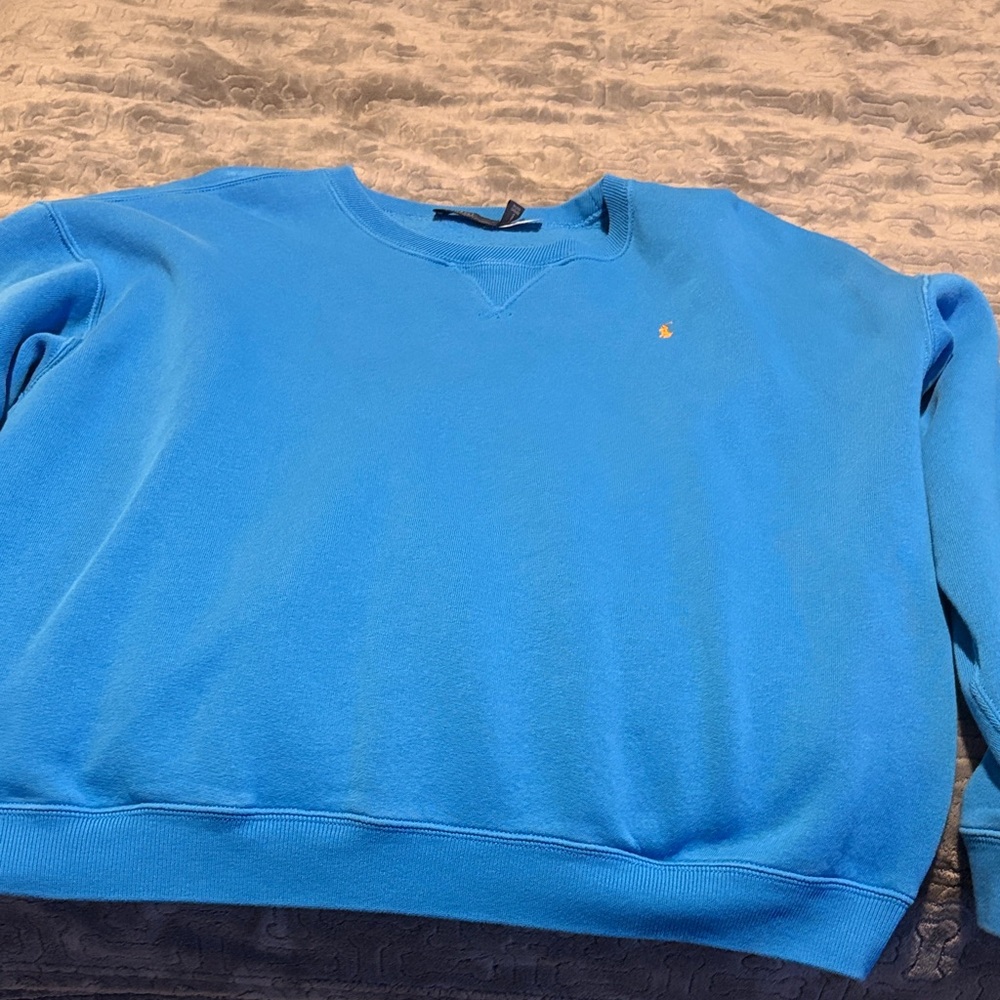 Women’s Polo Ralph Lauren Sweatshirt Large Blue and Orange Pony